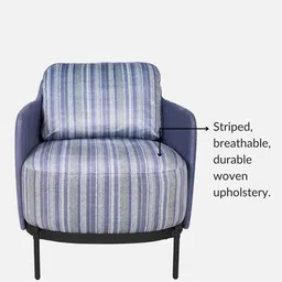 trevi furniture Olivia Fabric Lounge Chair In Pinstripe Blue & Twilight Blue Colour image 4