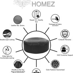 style homez Large Classic Round Floor Cushion Bean Bag Footstool With Bean Filling image 3