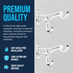 arena Silver Rod Rail Bracket, Curtain Hooks, Curtain Knobs Metal image 4