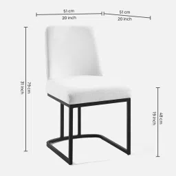 casacraft from pepperfry Dua Velvet Cantilever Chair In Off White & Black Colour image 2