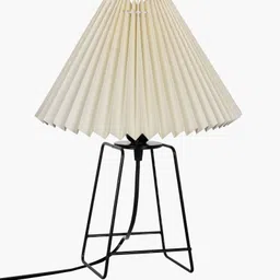 glowhere Off-White Pleated Night Lamp, Korean Style Black Base for Bedroom Table Lamp image 2