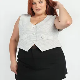 perfect productions Striped Women Waistcoat image 2