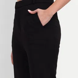 next one Women Flared Black Lycra Blend Trousers image 4