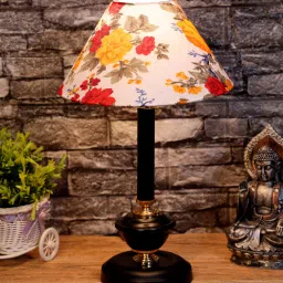 Multicolour Shade Table Lamp With Metal Base By Foziq image 1