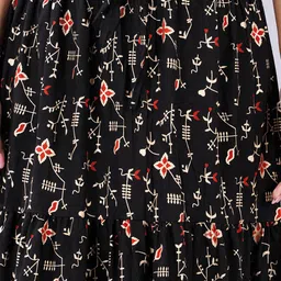 the fabtastics Women Printed Flared Dark Blue Skirt image 4