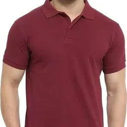 creative sports Men Solid Polo Neck Cotton Blend Maroon T-Shirt-picture-13