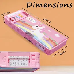 joy maker Quality Multi Compartment Button Operated Cat Pencil Box For Kids Unicorn Art Plastic Pencil Box image 4