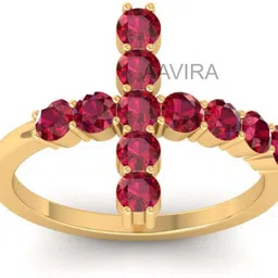 aavira Cross Sapphire & Ruby Ring Silver Ring image 2