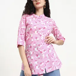 lime diva Women Floral Print Pure Cotton Tunic Kurta image 5