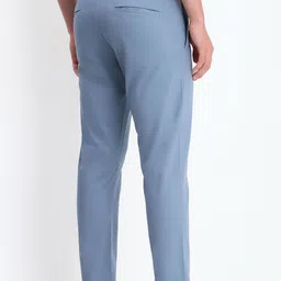 allen solly Men Regular Fit Blue Cotton Blend Trousers image 3