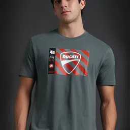 ducati Men Printed Round Neck Pure Cotton Blue T-Shirt-picture-41
