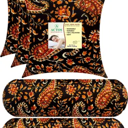 actos Microfibre Bolster Pack of 5 Floral Combo Set Of 3 Cushion And 2-picture-36