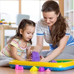 jancom 1 Kg Kinetic Moving Kid's Activity Playing Sand Art Kit with Multiple Toys Molds (Multicolor, Square Box) image 5