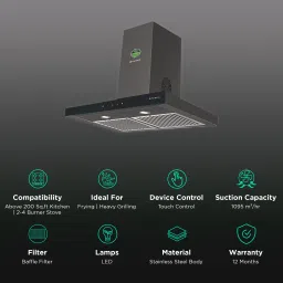 FABER STILUX 3D T2S2 BK TC LTW 60cm 1095m3/hr Ducted Auto Clean Wall Mounted Chimney with Touch Control Panel (Black) image 3