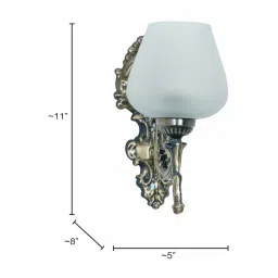 fos lighting Antique Brass 11 Inch Single Light Steel Wall Lamp With Plain Frosted Goblet Glass Shade image 3