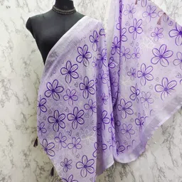 krishnafeb Linen Blend Floral Print Light Blue Women Dupatta-picture-19