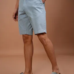 highlander Solid Men Light Blue Chino Shorts image 4