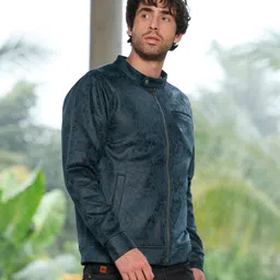 campus sutra Men Embossed Biker/Riding Jacket image 2