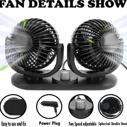 maties 12V Cooling Air Fan Powerful Dashboard Electric Dual Car Fan-316 Car Interior Fan image 4