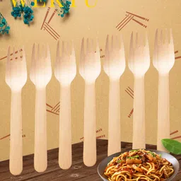 wektu Generic Wooden Fork/Food Grade/Smooth Edge/100PC/04 Disposable Wooden Dinner Fork Set-picture-14