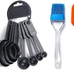 kamview Combo of Silicon Spatula Brush Set and 8 Pieces Measuring Cup Spoon Set Kitchen Tool Set-picture-18