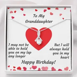 rakva To Granddaughter In My Heart Happy Birthday Sparkle Ribbon Necklace Zircon Sterling Silver Pendant Set-picture-18