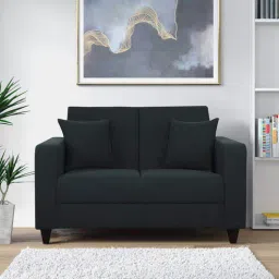 woodsworth from pepperfry Alba Fabric 2 Seater Sofa In Charcoal Grey Colour-picture-39