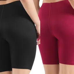 jasora Pack of 2 Solid Women Multicolor Cycling Shorts image 2
