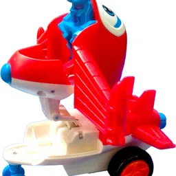 caught trendy Cute Character pull and push go back Transforming into Battle Aeroplane Toy image 3