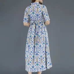 motherhood by snehal Women Fit and Flare Blue Ankle Length Dress image 2