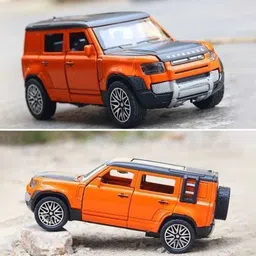 vishal toyss Metal Car Model Defender Toy Cars for Kids Pull Back Openable Doors (Orange) image 3