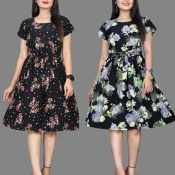 new ethnic fashion Women A-line Black Knee Length Dress-picture-10