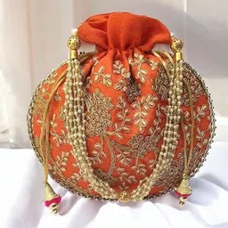 houseofcommon Women Orange Potli-picture-26