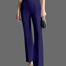 houseofcommon Women Regular Fit Light Blue Cotton Blend Trousers-picture-27