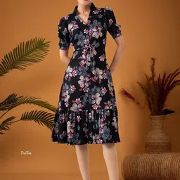 deklook Women Fit and Flare Black Knee Length Dress-picture-31