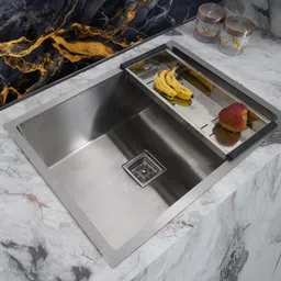 bowlsandmore | 24" x 18" x 10" | KITCHEN SINK WITH TRAY BASKET & SOAP DISPENSER | HANDMADE KITCHEN SINK 24x18x10 INCH | MATT Vessel Sink image 2