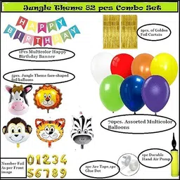 groovy dudz 1st Birthday Party Decorations For Boys -82 Pcs Jungle Theme image 2