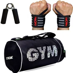 lycan Gym kitbag Grey handwrist with Hand Gripper Combo Fitness Accessory Kit Kit-picture-16