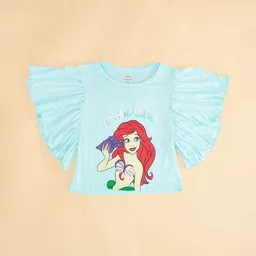 Pantaloons Junior Girls Blue Printed Extended Sleeves Raw Edge T-shirt image 3