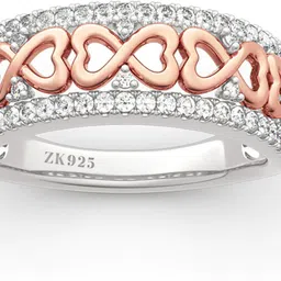 zarkan Rose Gold Love Sterling Pure 925 Silver AD Ring Silver Zircon Rhodium Plated Ring-picture-14