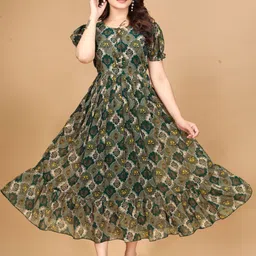 houseofcommon Women Maxi Green Knee Length Dress-picture-31