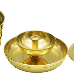 dalvkot Puja N Pujari Brass Akhand Diya with Cover For Pooja Room and Home Mandir Brass Table Diya image 4