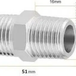 spazio Premium Quality Stainless Steel Hex Nipple 1 INCH, Pack of 1 (Screw On) Faucet Nozzle image 2
