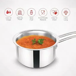 classic essentials Triply Stainless Steel Induction & Gas Friendly Sauce Pan 16 cm diameter 1 L capacity image 3