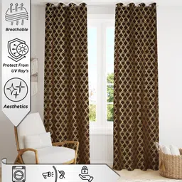 fabfabrix 213.36 cm (7 ft) Door Velvet Room Darkening Curtain (Pack Of 2) image 3