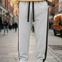 rylin Men Solid Grey Track Pants image 1
