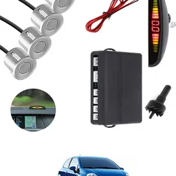msnp Silver Waterproof Parking Sesnor With Led Display For Vehicle-125 Universal Silver 4pcs Reverse Parking Safety Sensor For Car-125 Parking Sensor image 1