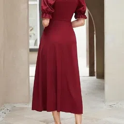 r b jari Women A-line Maroon Maxi/Full Length Dress image 2