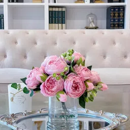 dekorly MN0505Dekorly Artificial Silk Peony Bouquet – Dark Champagne2025001 Pink Peony Artificial Flower image 2