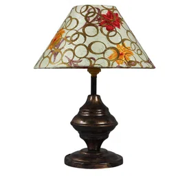 foziq Biped Red & White Fabric Shade Night Lamp With Metal Base image 4